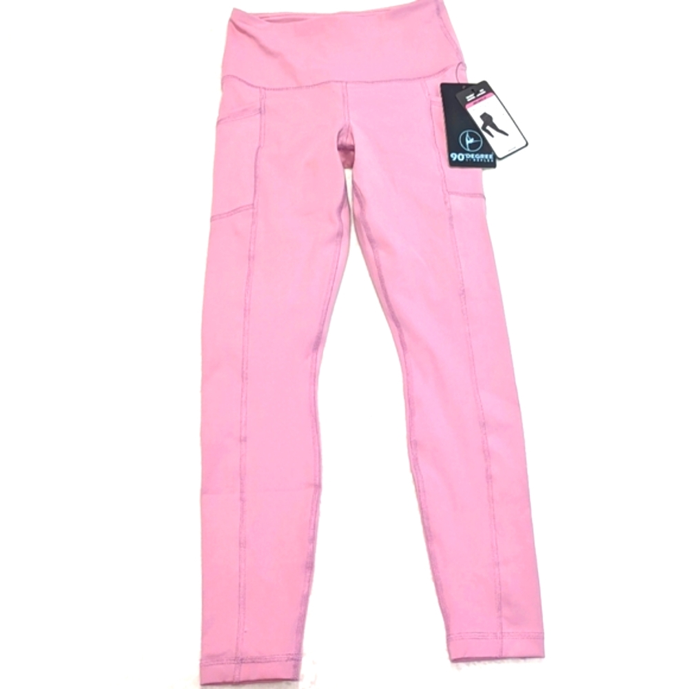 NWT 90 Degrees By Reflex Light Pink Leggings Workout Athleisure XS